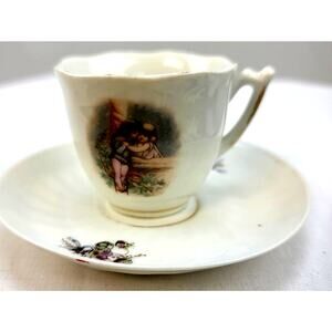 Porcelain Miniature Tea Cup Saucer by Victoria Carlsbad Austria Late 19th Cent